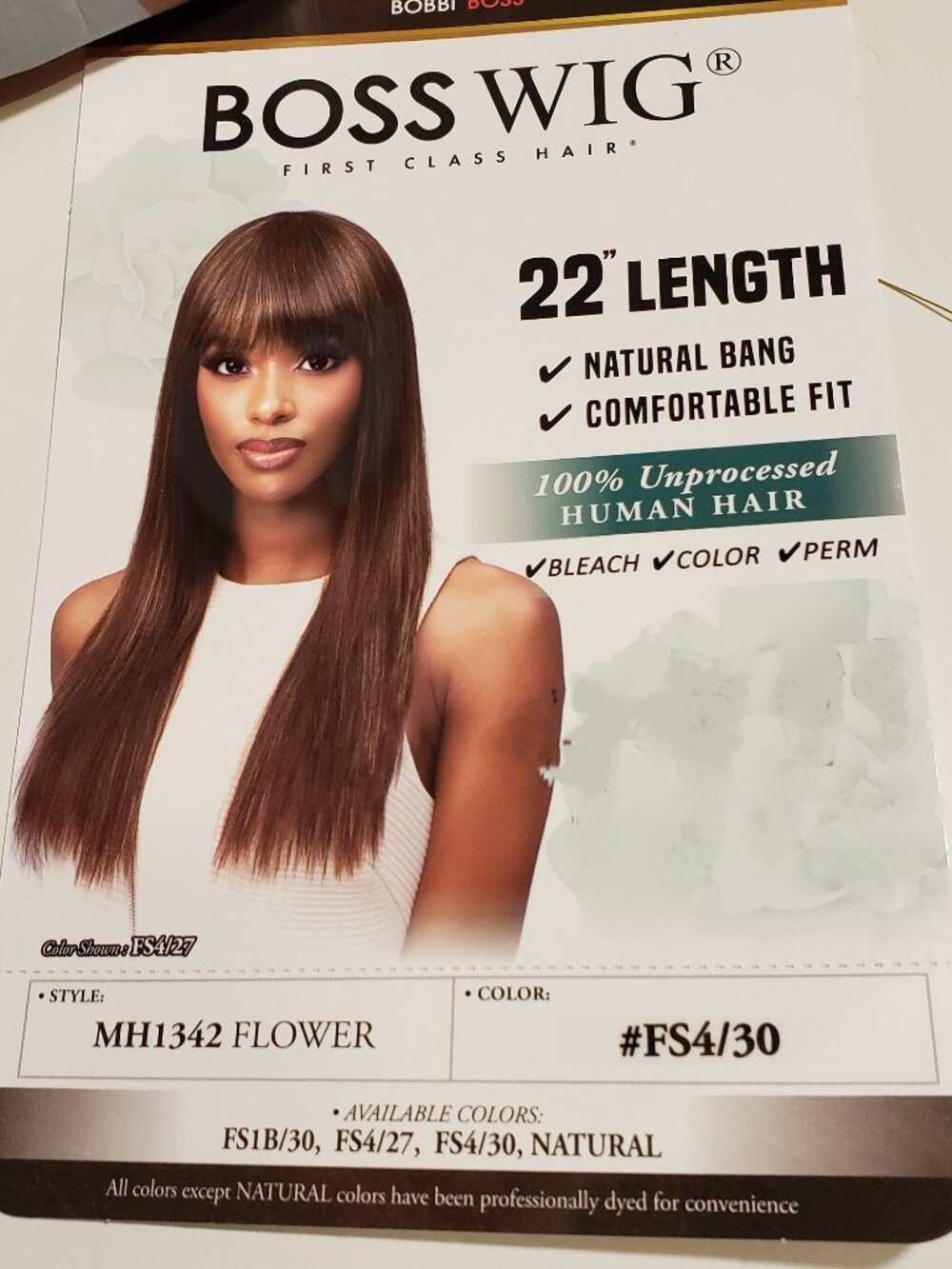 Bobbi Boss 100% Unprocessed Human Hair Wig | MH1342 FLOWER 22" Straight Bang